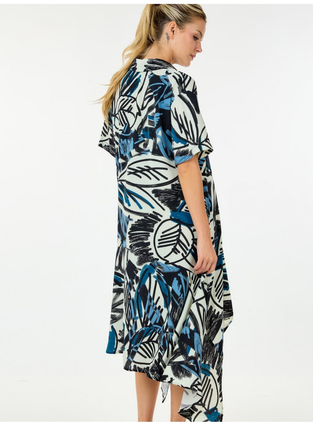 WOMEN'S SHORT SLEEVE BUTTON UP LOOSE FIT MINI DRESS