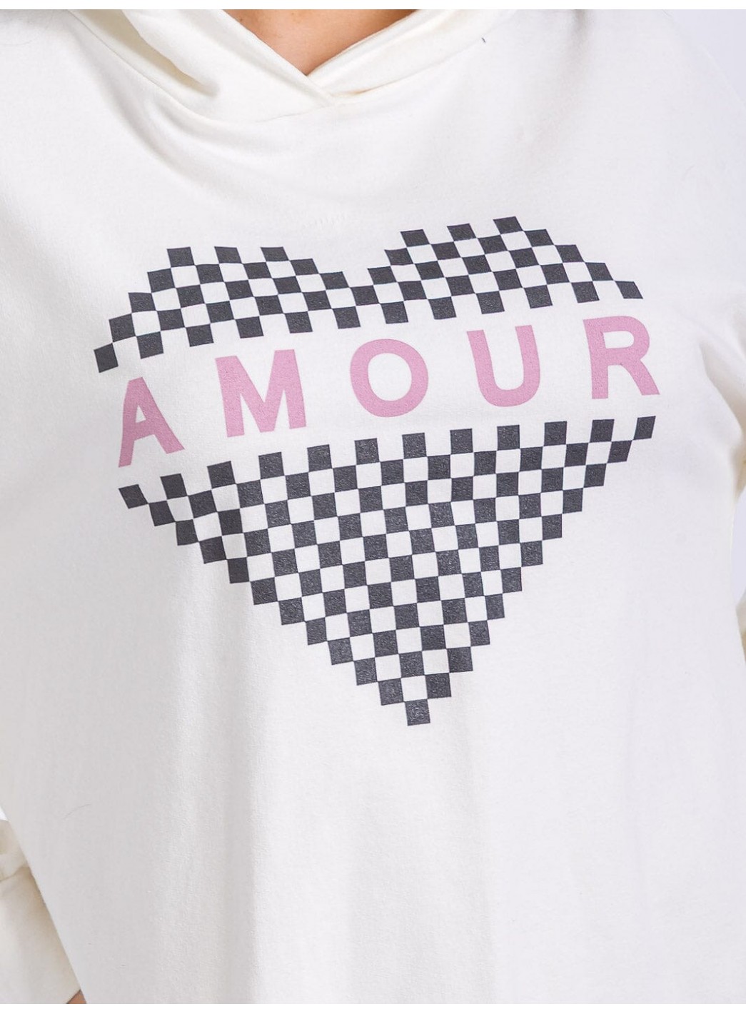 WOMEN'S LONG SLEEVE FRONT POCKETS WASHED HOODED GRAPHIC SWEATER MINI DRESS