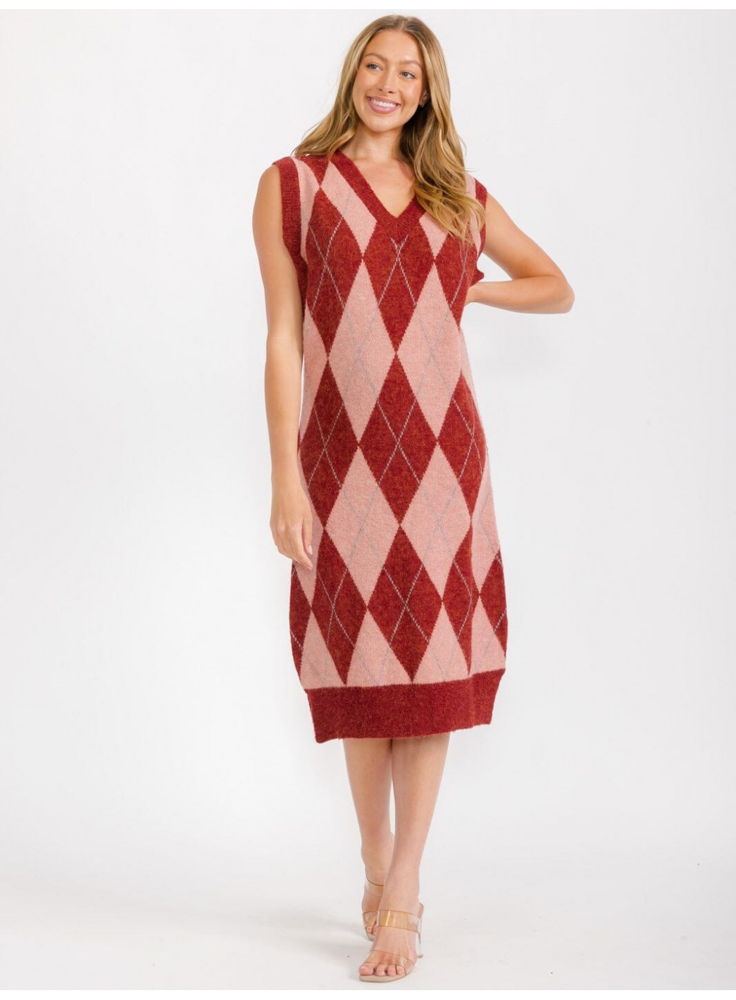 WOMEN'S SLEEVELESS V-NECK PRINTED COLORB...