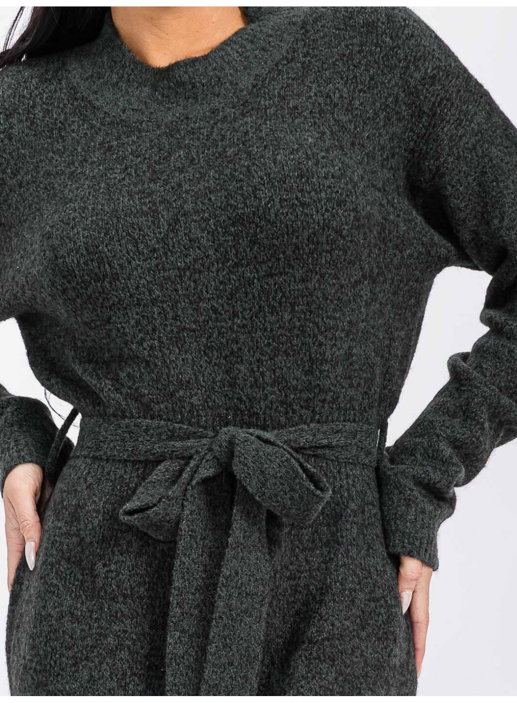 WOMEN'S LONG SLEEVE SELF TIE MAXI DRESS