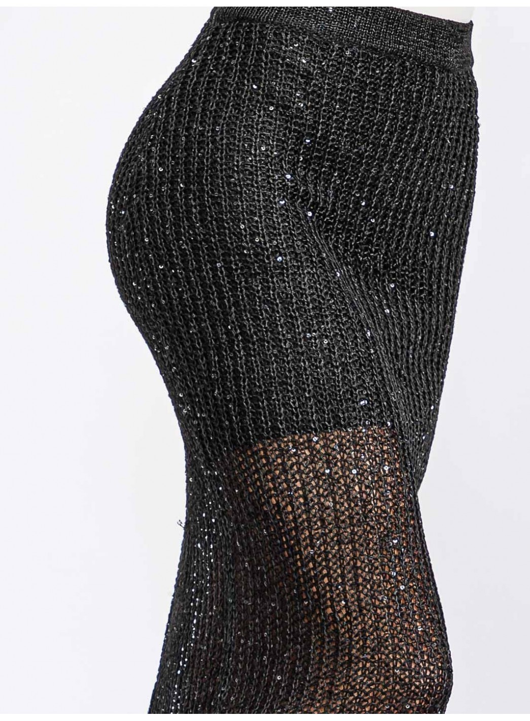 WOMEN'S ELASTIC WAIST SHIMMER KNIT MIDI SKIRT