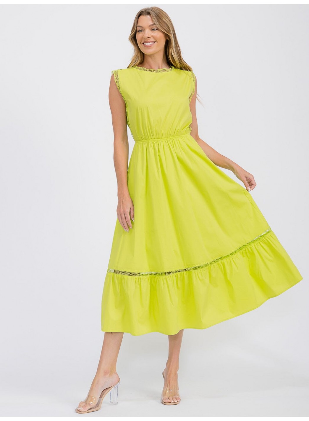 WOMEN'S SLEEVELESS FRONT POCKETS ELASTIC...