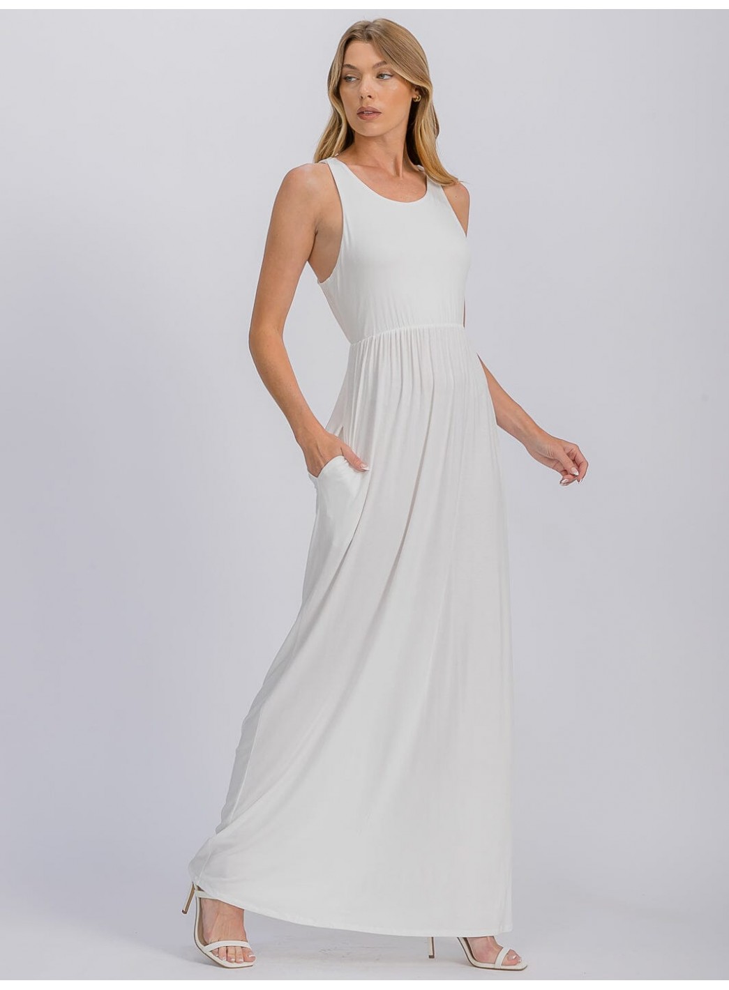 WOMEN'S SLEEVELESS ELASTIC WAIST FRONT P...