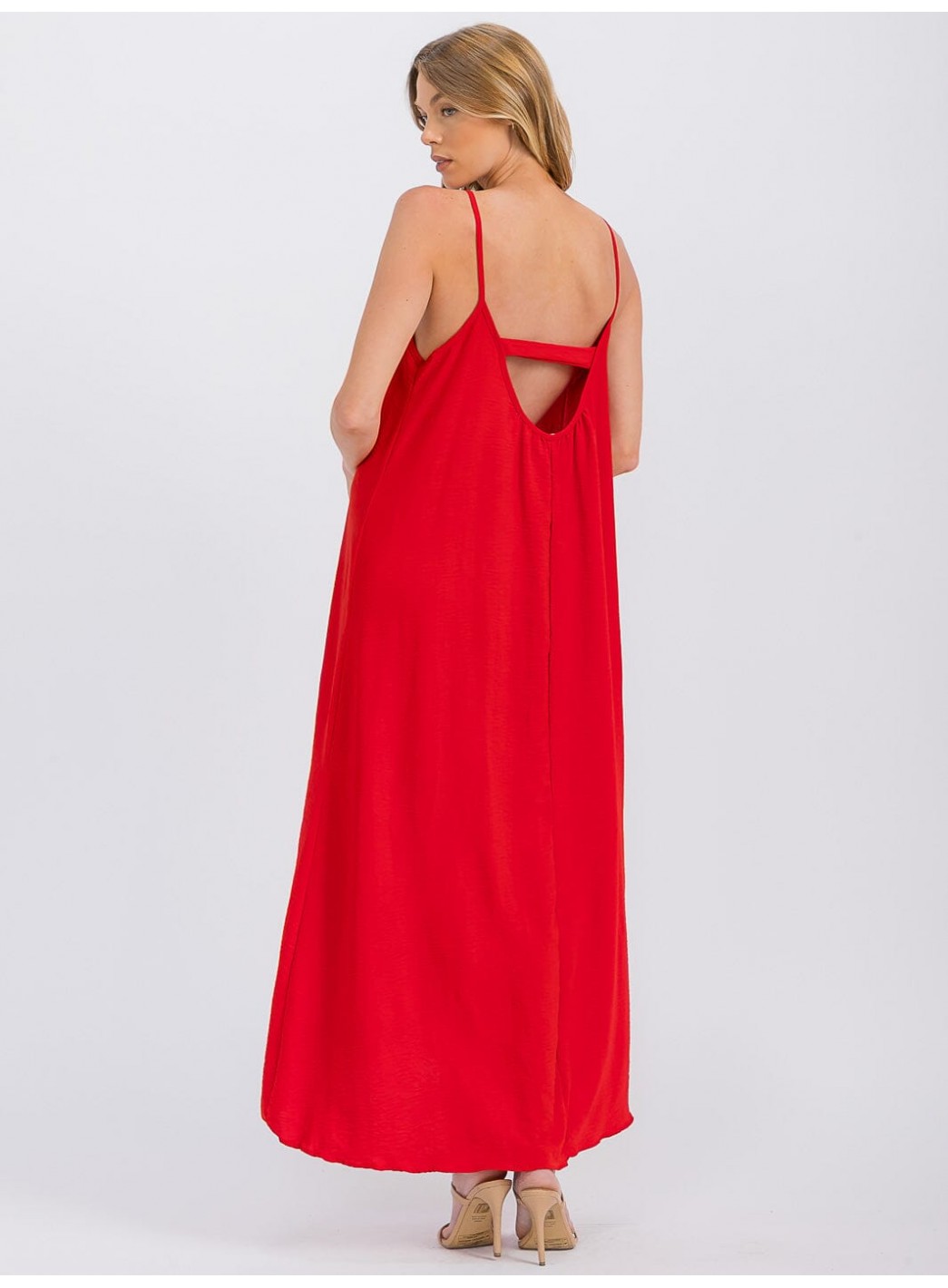 WOMEN'S SLEEVELESS OPEN BACK HIGH-LOW MAXI DRESS