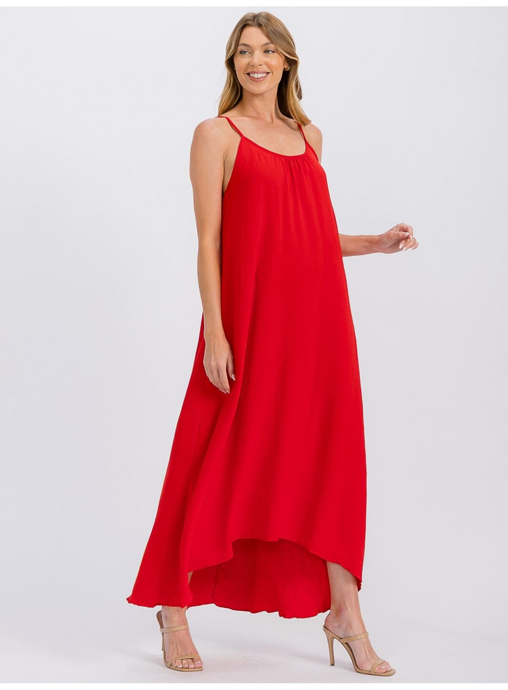 WOMEN'S SLEEVELESS OPEN BACK HIGH-LOW MAXI DRESS