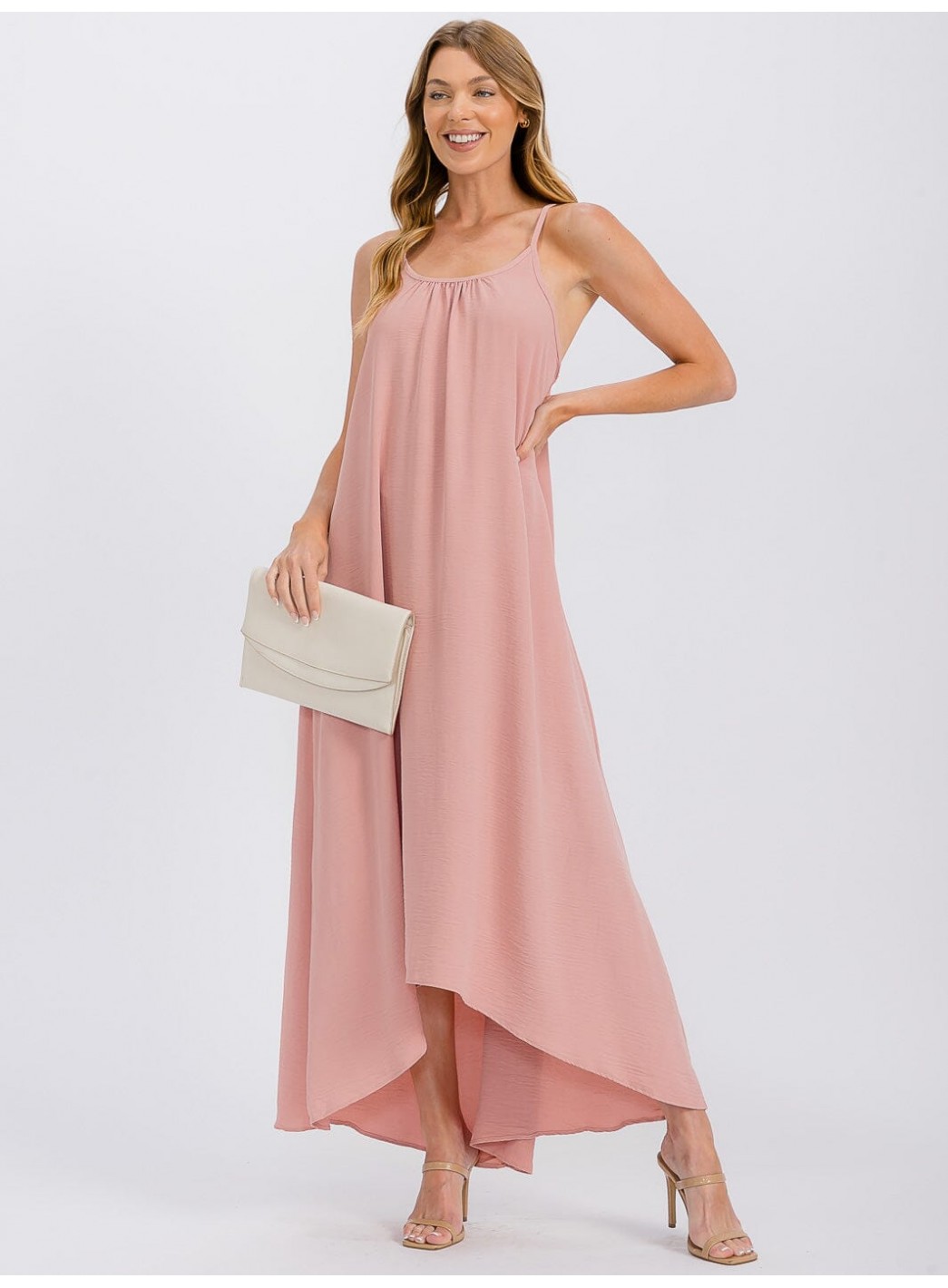 WOMEN'S SLEEVELESS OPEN BACK HIGH-LOW MAXI DRESS
