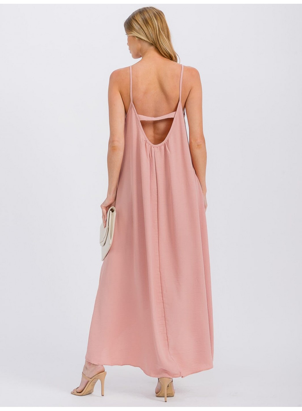 WOMEN'S SLEEVELESS OPEN BACK HIGH-LOW MAXI DRESS