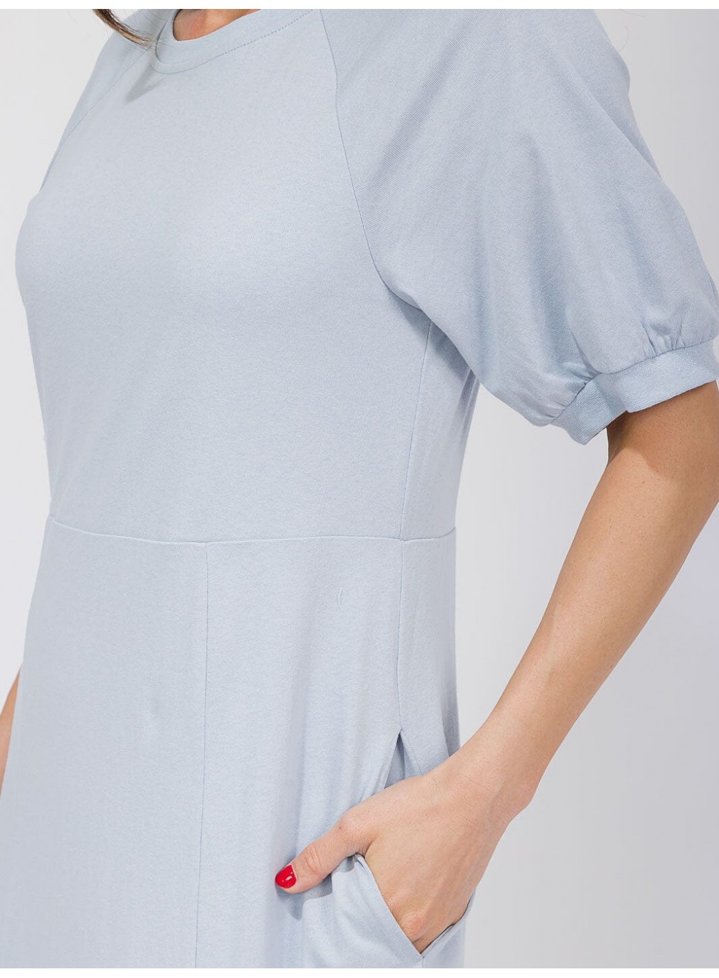 WOMEN'S SHORT SLEEVE FRONT POCKETS SOLID MAXI DRESS