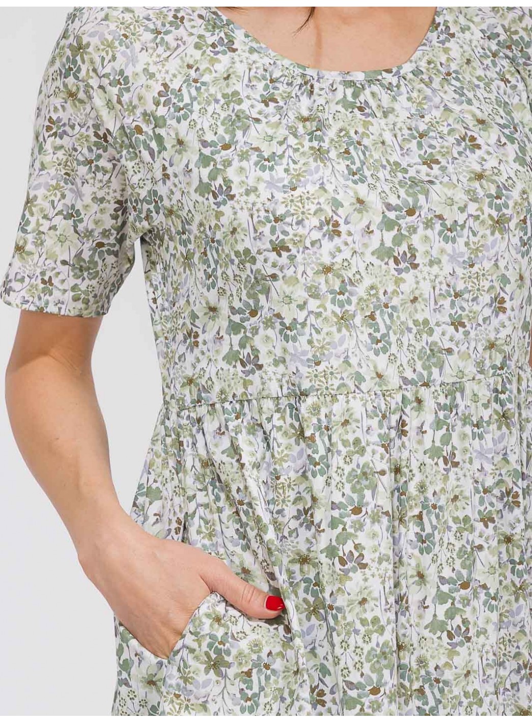 WOMEN'S SHORT SLEEVE V-NECK POCKETS TIERED FLORAL MAXI DRESS WOMEN'S SHORT SLEEVE V-NECK POCKETS TIERED FLORAL MAXI DRESS