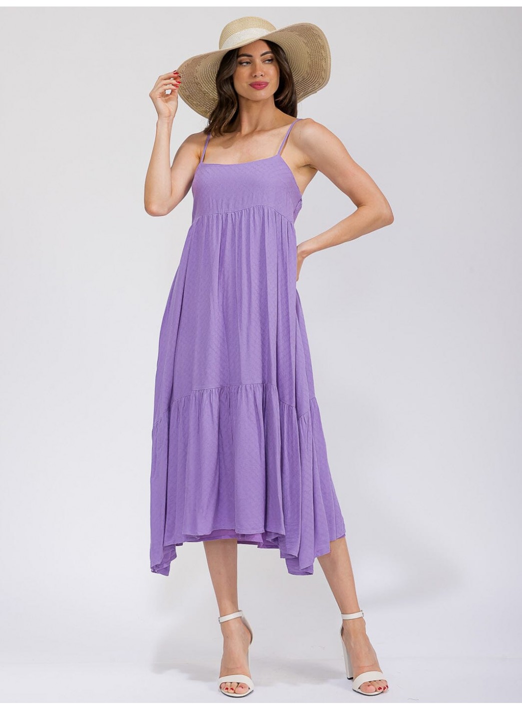 WOMEN'S SLEEVELESS TIERED LOOSE FIT MIDI DRESS