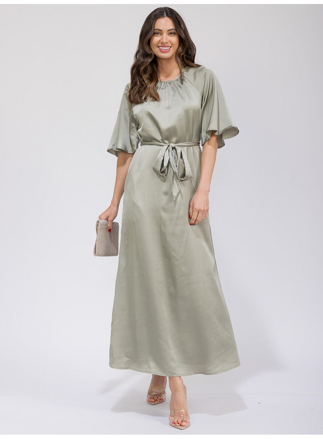 WOMEN'S SHORT SLEEVE POCKETS SEKF TIE SA...