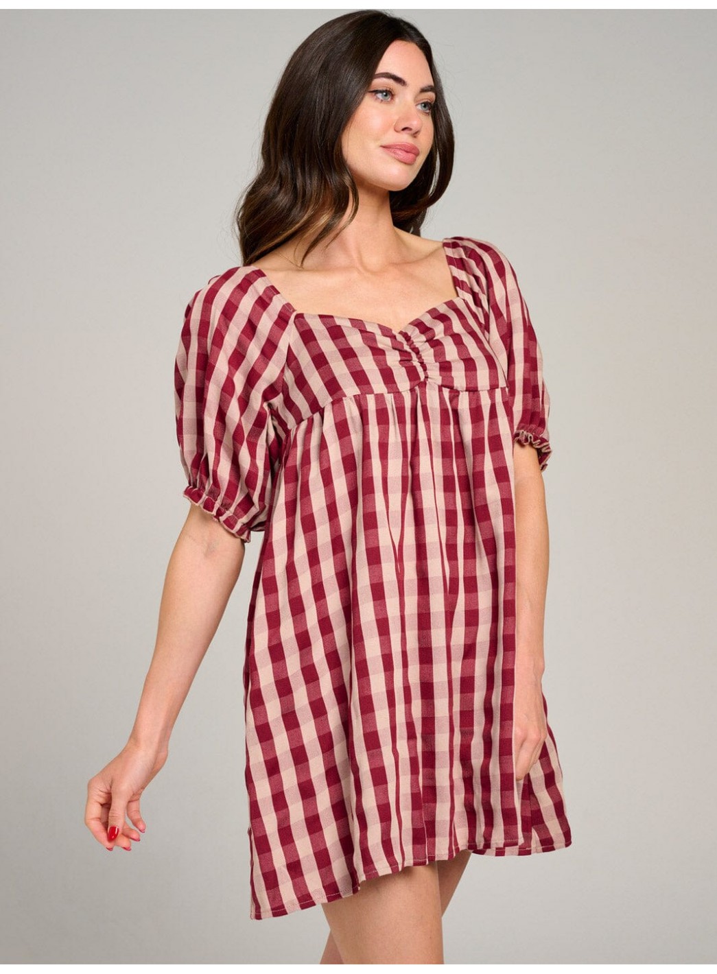 WOMEN'S SHORT PUFF SLEEVE OPEN BACK COLORBLOCK STRIPES MINI DRESS