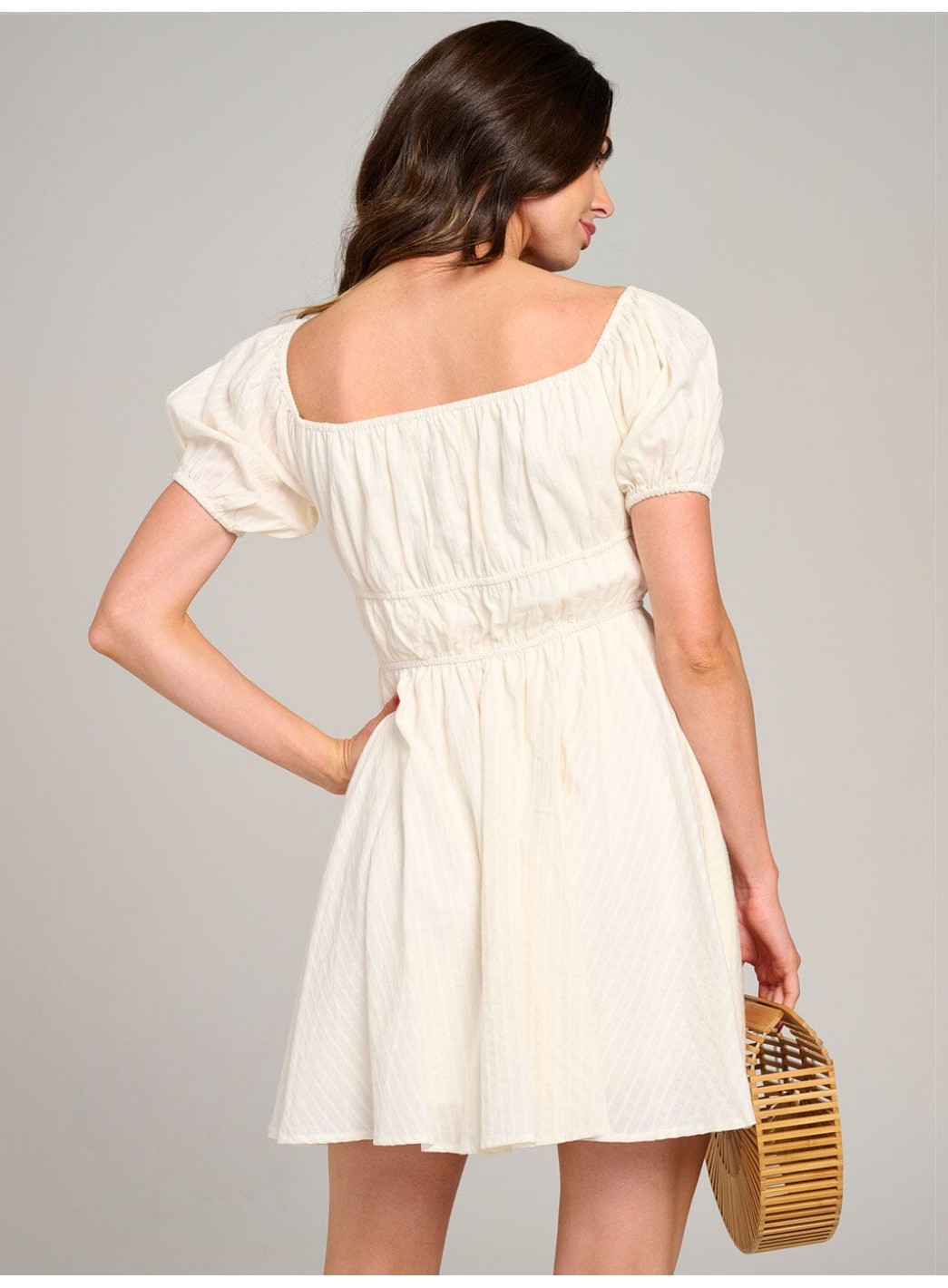 WOMEN'S SHORT SLEEVE ELASTIC WAIST MINI DRESS