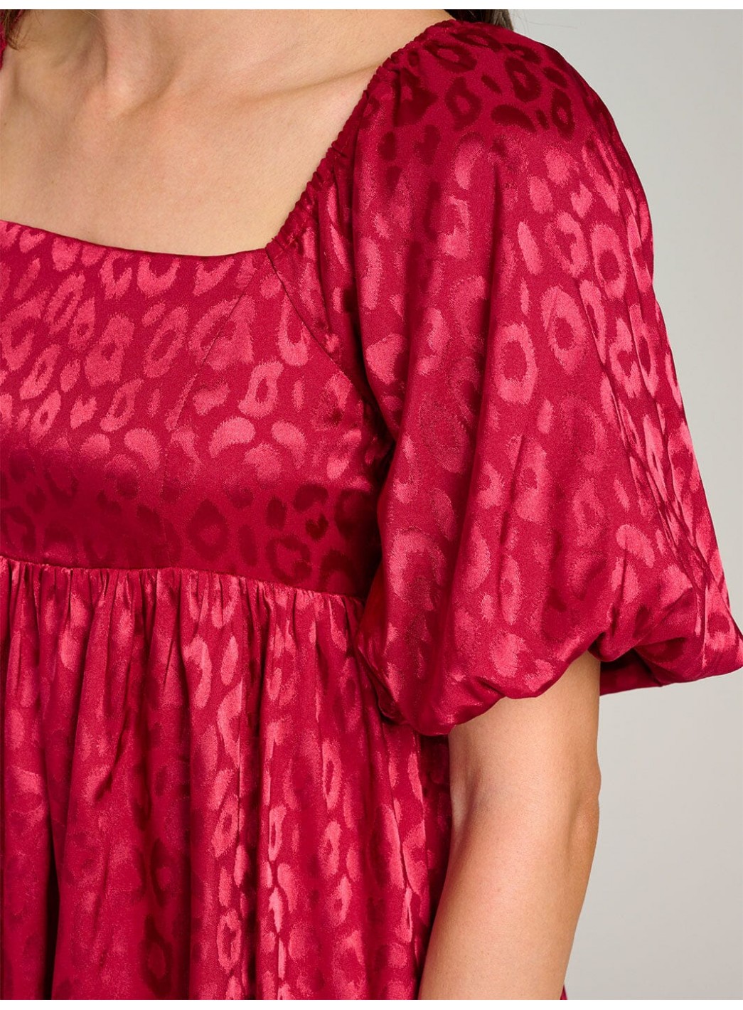 WOMEN'S SHORT PUFF SLEEVE SQUARE NECK FIT & FLARE MINI DRESS