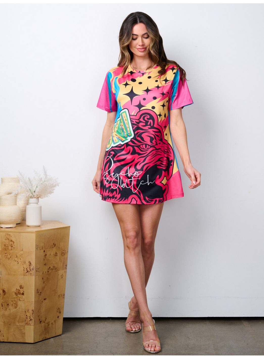 WOMEN'S SHORT SLEEVE GRAPHIC TUNIC MULTI...