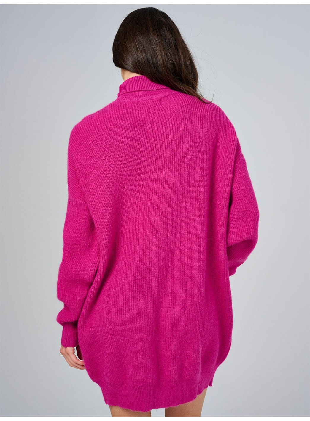 WOMEN'S LONG SLEEVE TURTLE NECK LOOSE FIT KNIT MINI DRESS