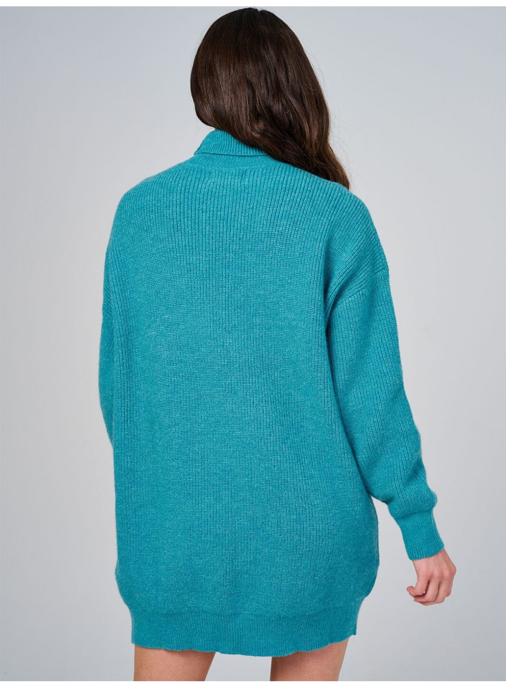 WOMEN'S LONG SLEEVE TURTLE NECK LOOSE FIT KNIT MINI DRESS