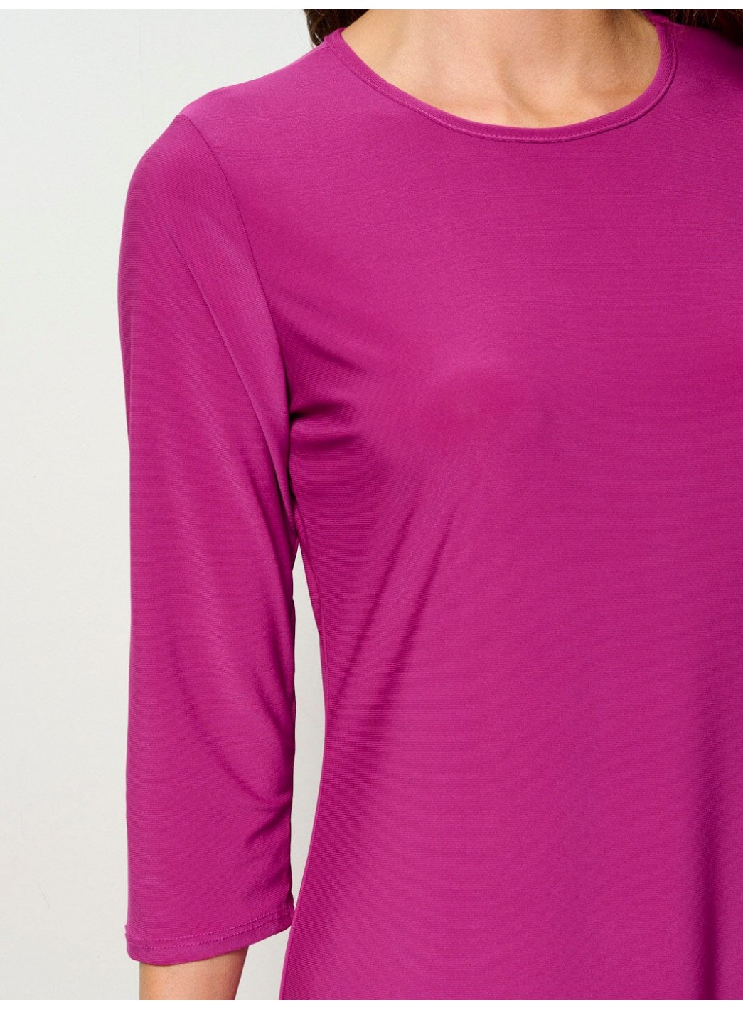 WOMEN'S 3/4 SLEEVES SOLID MIDI DRESS